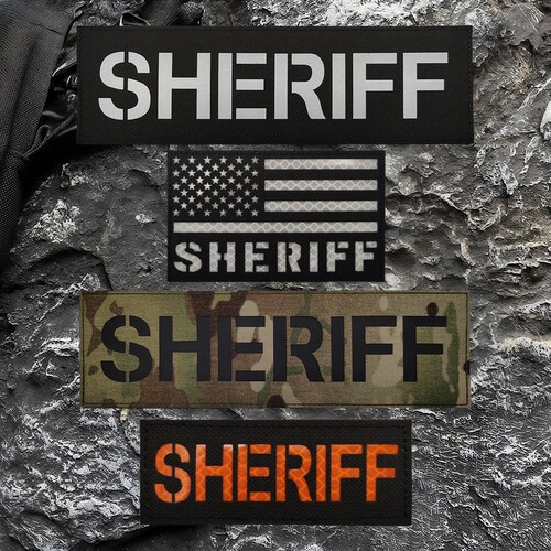 雕刻美国警长SHERIFF战术背贴反光魔术贴章 户外背包贴军迷士气章
