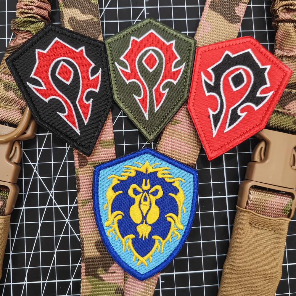 魔兽世界联盟之标部落徽章刺绣魔术贴人族兽族臂章 包贴章DIY补丁