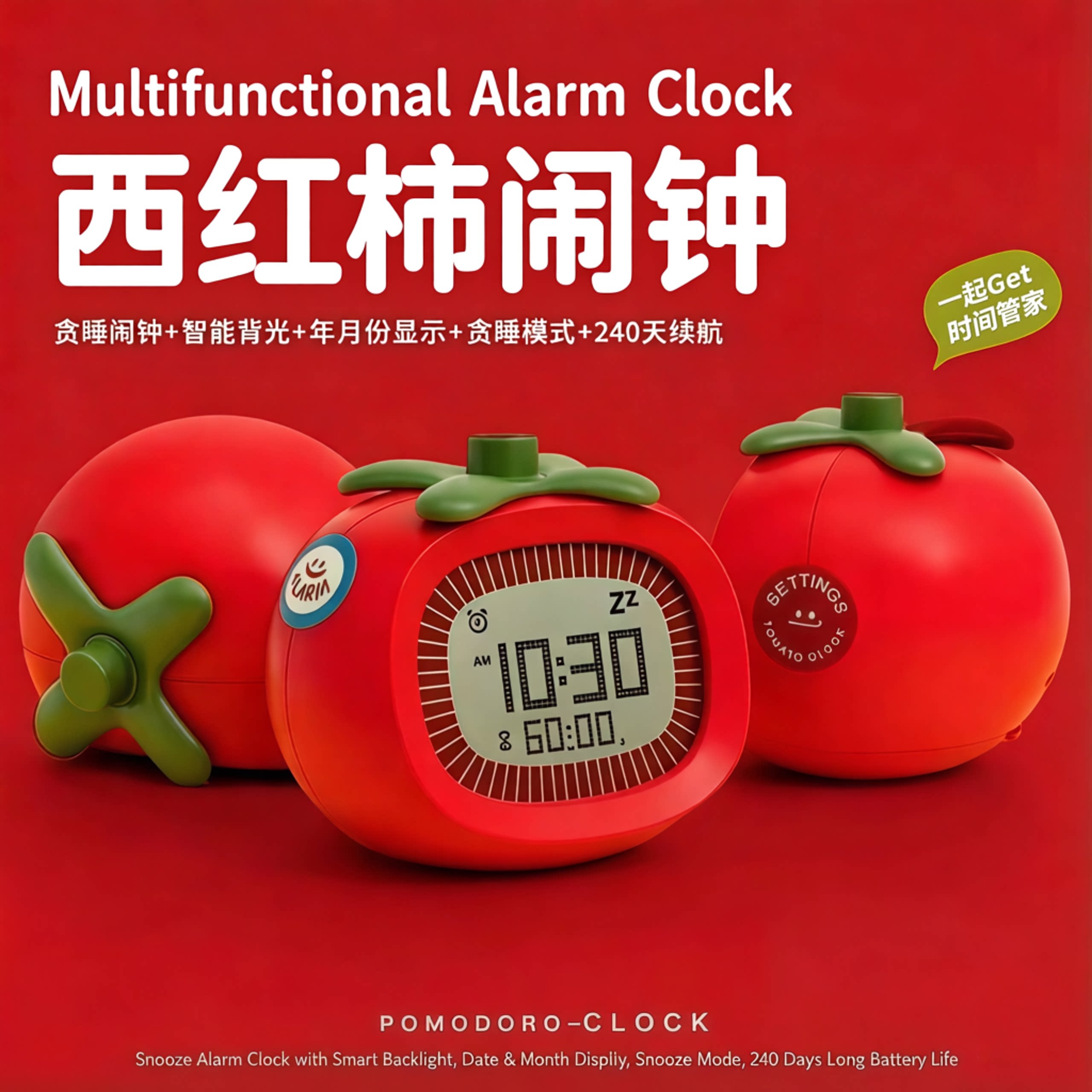 西红柿闹钟儿童生日礼物起床神器图片