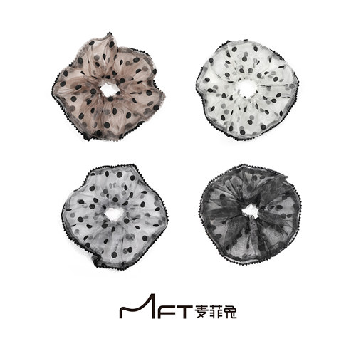 波点集发圈新款韩系波点大肠发圈扎马尾丸子头花显发量蓬松发饰