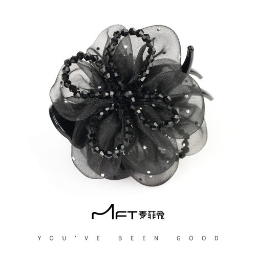 欧根纱花朵气质丸子头夹