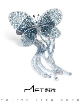 兰壹壹重工系列-梦帘水晶蝶弹簧夹淡雅古风流苏发夹侧边一字夹女