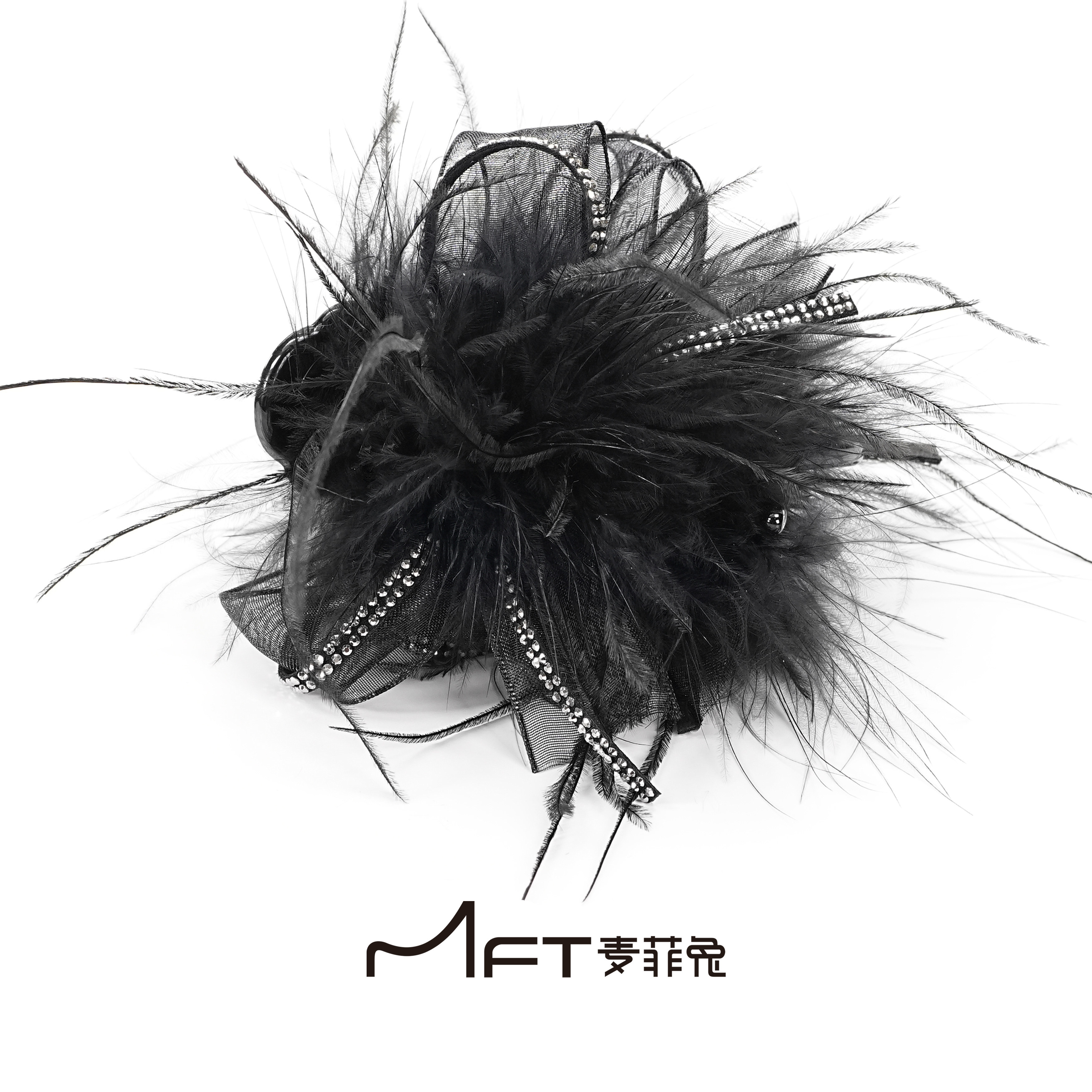 羽蔓丸子夹黑色羽毛丸子头发夹显发量后脑勺秋冬氛围感无皮筋发饰,饰品/流行首饰/时尚饰品新,发饰,淘宝优惠券,粉丝福利购,淘宝优惠卷