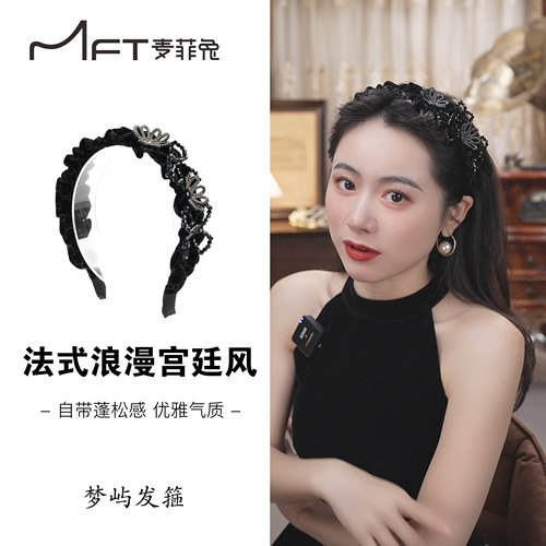 2024秋冬丝绒重工花朵发箍