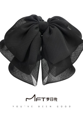 兰壹壹心动马尾夹黑色法式复古显发量飘带懒人抓夹高级感发饰