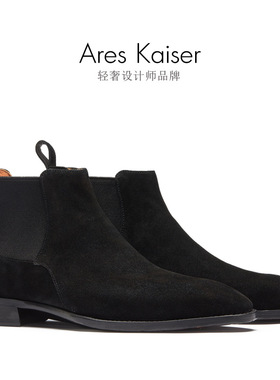 H50911 高丝光黑色磨砂切尔西靴男短靴琴底真皮大底