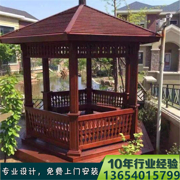 沈阳丹东防腐木凉亭碳化木葡萄架别墅庭院木屋阳光房实木地板安装