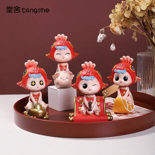 小鲤子幸运排排坐小摆件鲤科状元可爱锦鲤潮玩工位装饰品送礼好物