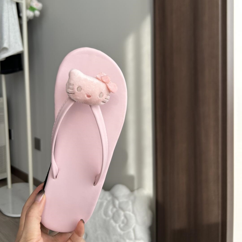 吴林萌主「5cm坡跟」hellokitty女夏外穿拖鞋沙滩海边厚底人字拖