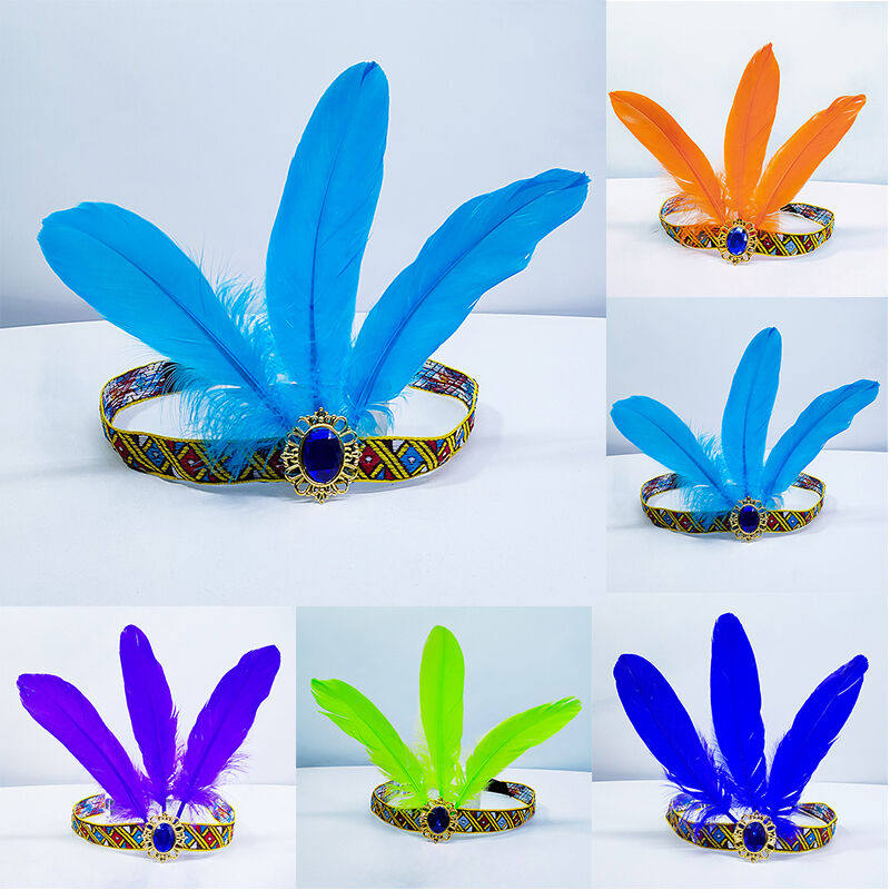 印第安头带民族篝火风非洲鼓羽毛头戴舞台表演舞会头饰镶钻头饰