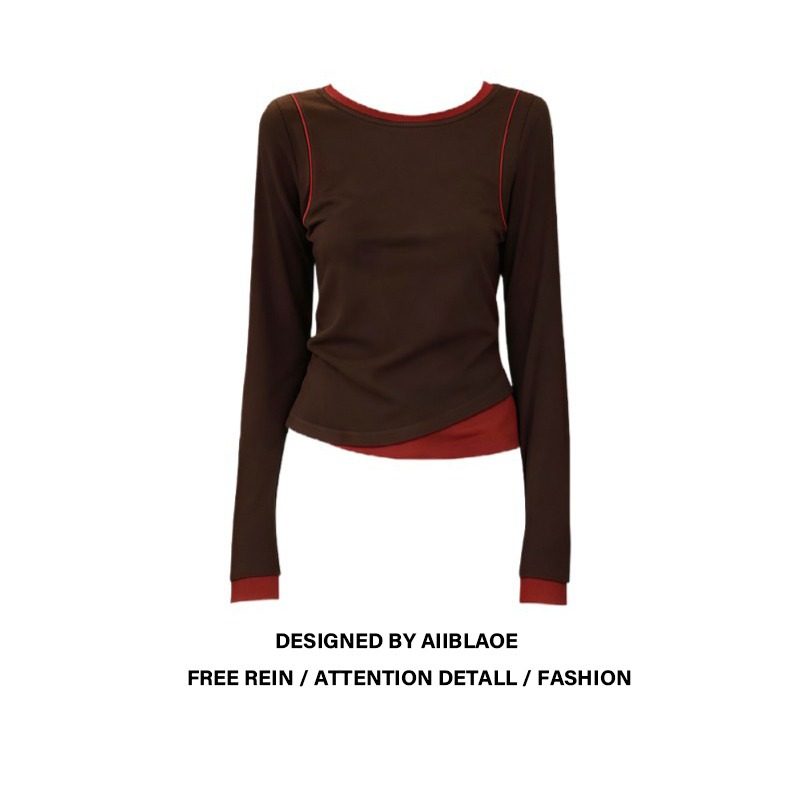 大码胖mm假两件不对称设计感长袖T恤女秋冬显瘦气质辣妹打底上衣,女装/女士精品,大码内搭,淘宝优惠券,粉丝福利购,淘宝优惠卷