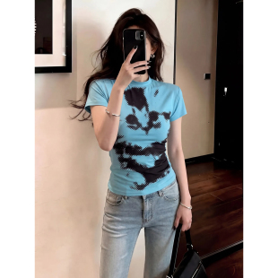 胖mm今年流行爆款 炸街漂亮显瘦短袖 上衣夏季 2026新款 t恤 女装 大码