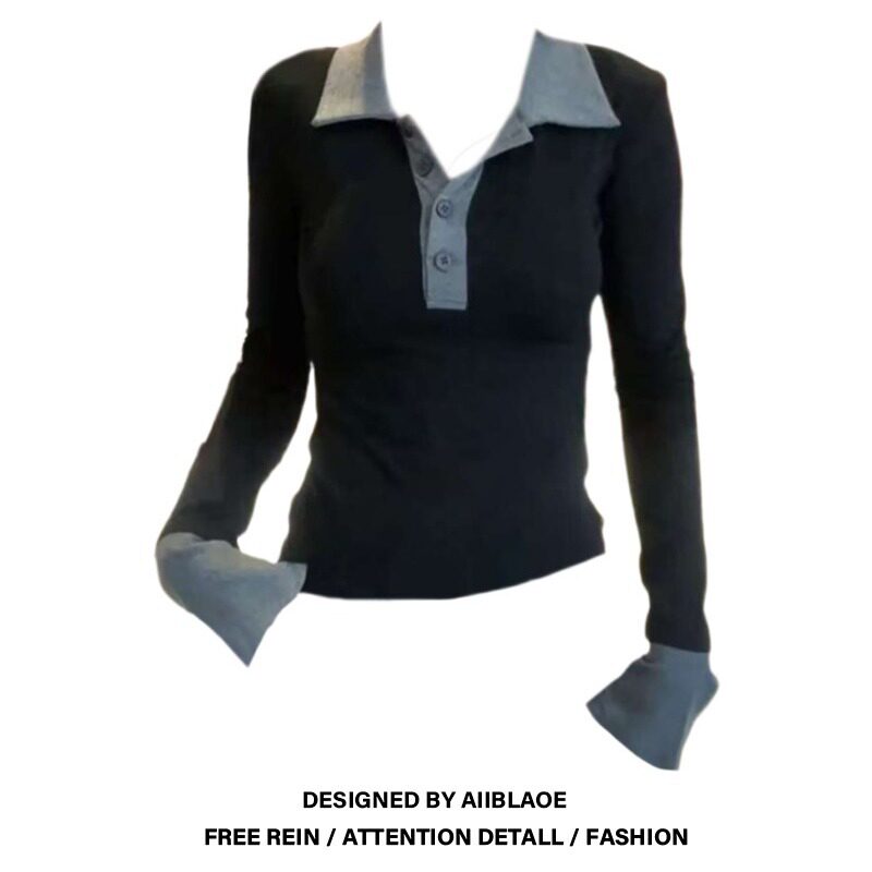 大码胖妹妹2025秋冬新款设计感撞色Polo领长袖T恤女气质内搭上衣,女装/女士精品,大码内搭,淘宝优惠券,粉丝福利购,淘宝优惠卷