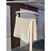 百搭纯色镂空针织半身裙女时尚 大码 胖mm秋冬新款 气质叠穿系带屁帘