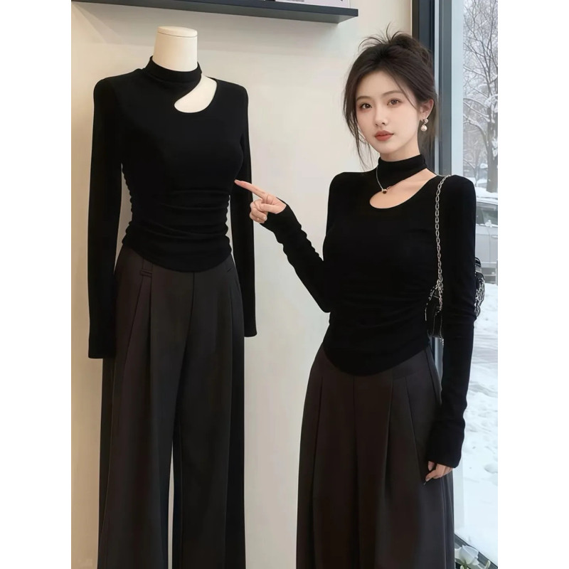 大码胖mm加绒磨毛半高领镂空长袖T恤女秋冬季修身显瘦打底衫上衣,女装/女士精品,大码内搭,淘宝优惠券,粉丝福利购,淘宝优惠卷