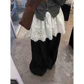 大码 胖MM叠穿时尚 镂空蕾丝屁帘女秋冬高腰遮屁股神器气质a字短裙