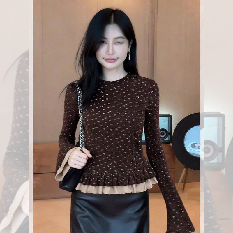 大码胖mm秋冬季碎花荷叶边t恤打底衫女内搭高级感可外穿长袖上衣,女装/女士精品,大码内搭,淘宝优惠券,粉丝福利购,淘宝优惠卷