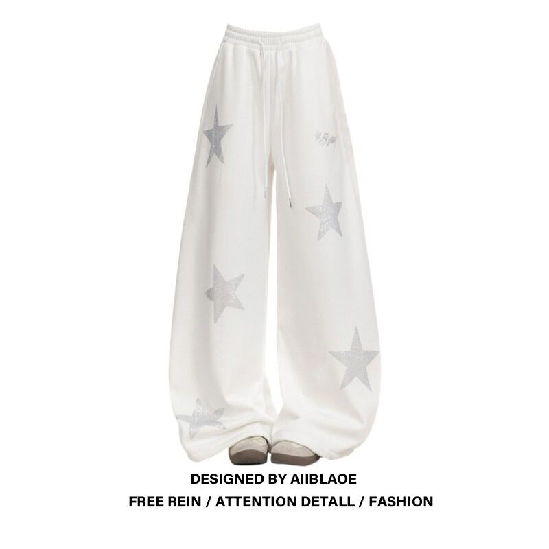 大码胖mm美式复古星星设计感弯刀卫裤秋冬新款时尚显瘦百搭阔腿裤,女装/女士精品,大码裤装,淘宝优惠券,粉丝福利购,淘宝优惠卷