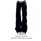 胖mm美式 高腰直筒阔腿裤 复古街头牛仔裤 大码 女秋季 2025新款 长裤 子