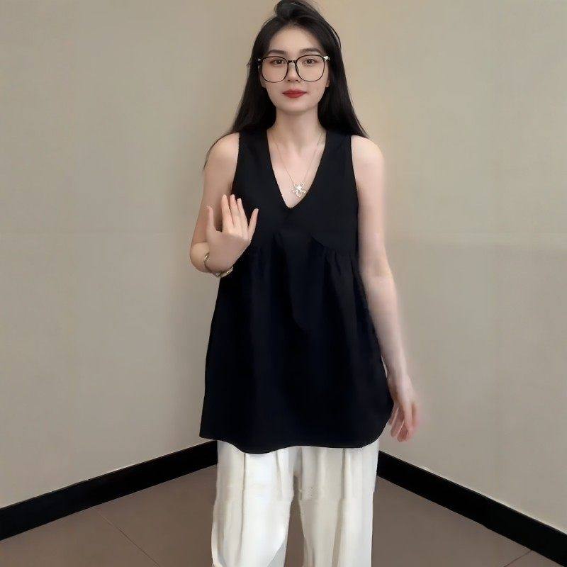 大码韩系chic黑色V领无袖吊带背心2026早春新款胖mm绝美内搭上衣,女装/女士精品,大码内搭,淘宝优惠券,粉丝福利购,淘宝优惠卷