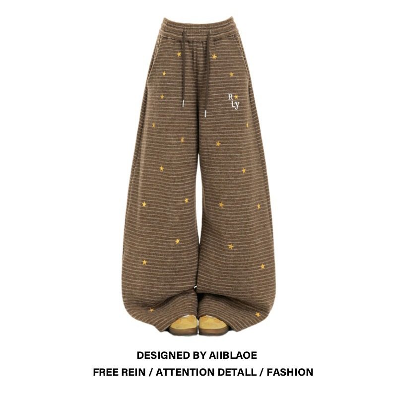 大码胖mm美式星星印花条纹休闲裤女秋冬新款时尚显瘦阔腿弯刀卫裤,女装/女士精品,大码裤装,淘宝优惠券,粉丝福利购,淘宝优惠卷