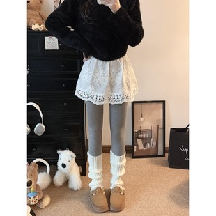 屁帘2025秋季 叠穿时尚 打底裙女胖mm高腰蕾丝花边a字短裙 法式 大码