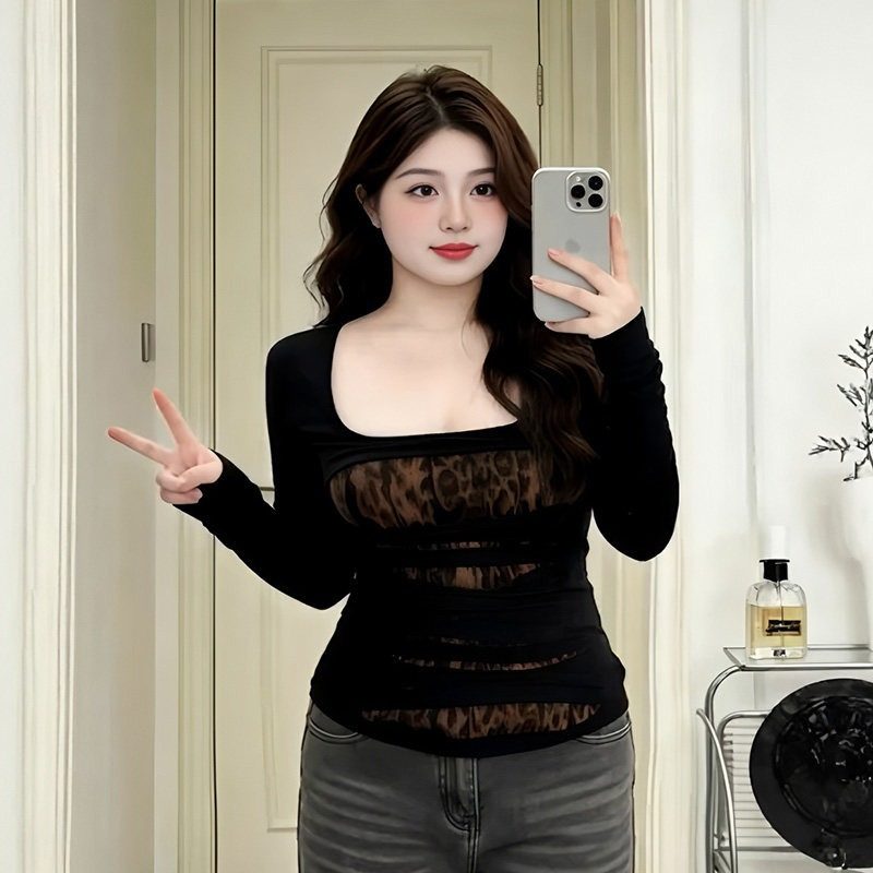 大码美式复古豹纹长袖T恤女2026早春新款胖mm时尚巨显瘦辣妹上衣,女装/女士精品,大码内搭,淘宝优惠券,粉丝福利购,淘宝优惠卷