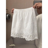 韩系白色半身裙女大码 胖妹妹蕾丝刺绣防走光屁帘今年流行爆款 裙子