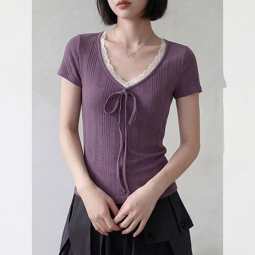 大码胖mm显瘦修身绝美短袖t恤女夏2026新款多巴胺气质设计感上衣 - 封面