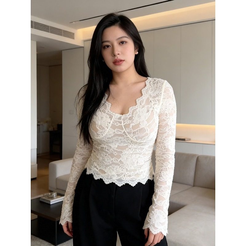 大码微胖mm性感气质加绒蕾丝长袖T恤女秋冬季修身内搭打底衫上衣,女装/女士精品,大码内搭,淘宝优惠券,粉丝福利购,淘宝优惠卷