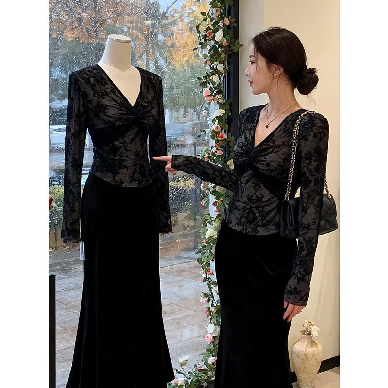 大码轻熟风V领蕾丝扭结打底衫女秋冬新款修身百搭显瘦长袖T恤上衣,女装/女士精品,大码内搭,淘宝优惠券,粉丝福利购,淘宝优惠卷