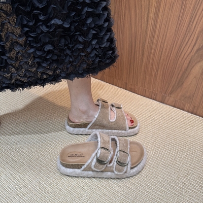 真皮毛一体拖鞋女2025春秋新款