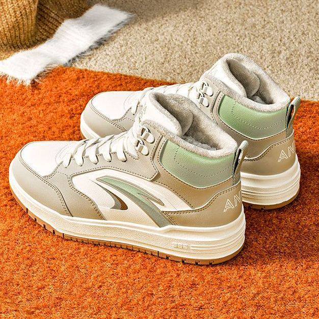 安踏982棉鞋女板鞋高帮2025冬新款加绒保暖7运动休闲鞋122548971