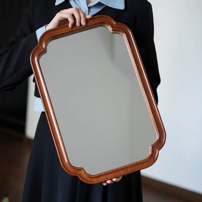 新中式墙壁挂装饰镜实木客厅入户