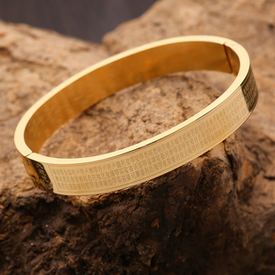 结缘钛钢手镯大悲咒男女情侣楞严咒手镯时尚手镯佛经文字镯子饰品