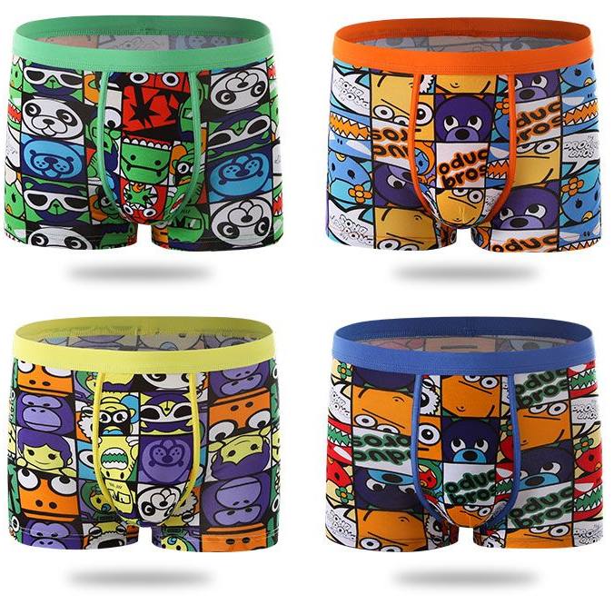 男士内裤男生平角裤莫代尔无痕抗菌透气青少年卡通印花四角短裤头,女士内衣/男士内衣/家居服,男平角内裤,淘宝优惠券,粉丝福利购,淘宝优惠卷