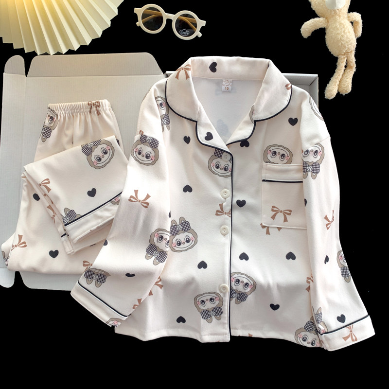 拉布布德绒长袖睡衣套装休闲2025新款宽松开衫女士家居服可外穿