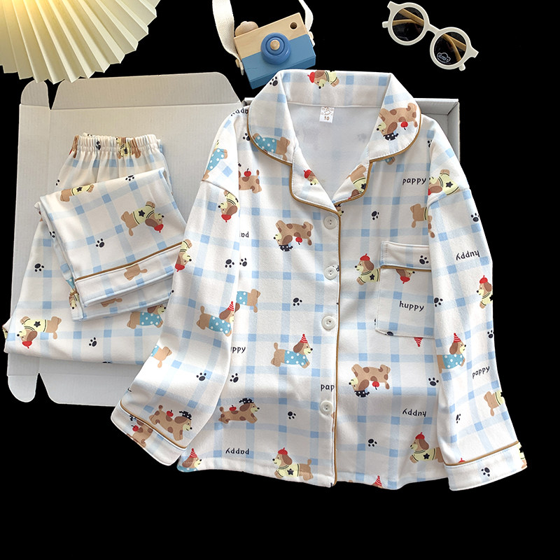 可爱小狗德绒睡衣少女2025新款秋冬季保暖甜美女家居服套装可外穿