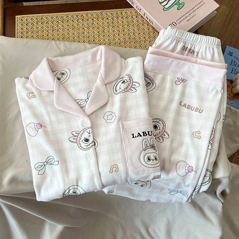 labubu德绒睡衣女士秋冬季25新款加厚长袖保暖卡通宽松家居服套装