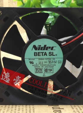 D08A-12TS303 Nidec 12V 0.5A大风力台式机箱电源8cm散热风扇8025