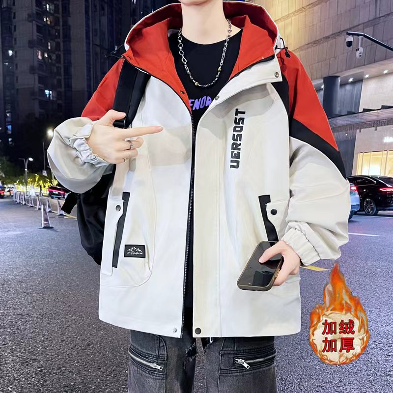 青少年加绒连帽男士夹克2025夹克