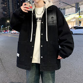 牛仔外套男春季 连帽青少年初高中学生潮牌宽松休闲夹克大童上衣