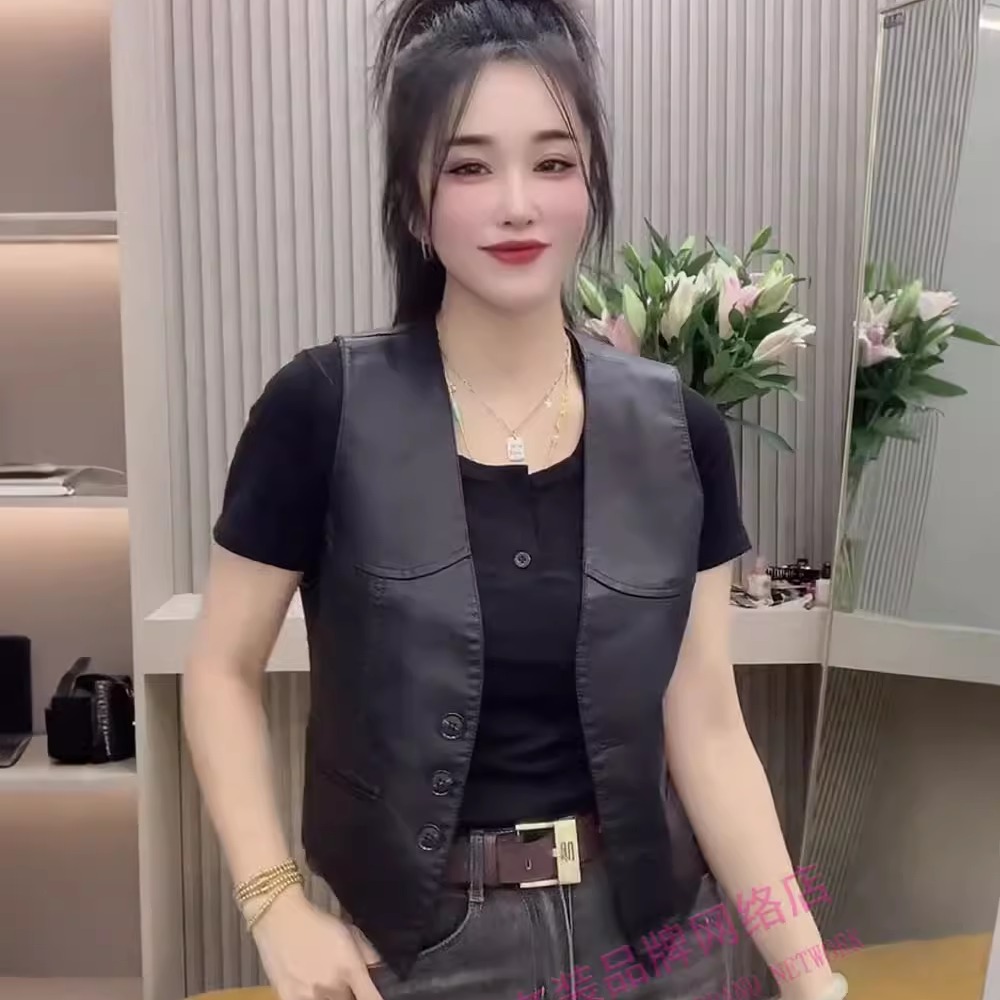 欧货不规则PU马甲女2025春季新款