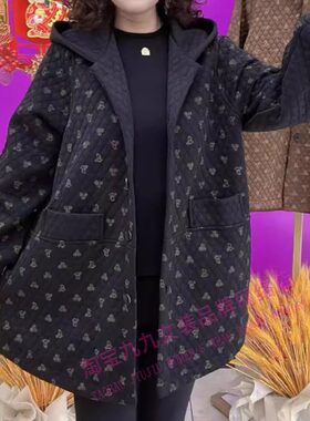 中老年女装休闲风衣大码印花外套