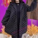 休闲风衣衣女秋季 新款 宽松大码 中老年女装 印花连帽中长款 外套