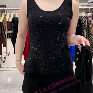 胖妈妈秋季百搭弹力背心2025年新款圆领背带纯色重工镶钻显瘦小衫
