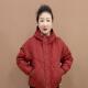 宽松休闲女外套舒适减龄帽款 秋冬加肥加大棉服时尚 中年妈妈装 上衣