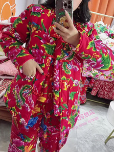 加厚盘扣对襟东北大花棉袄男女可穿冬季网红时尚民族风棉衣外套