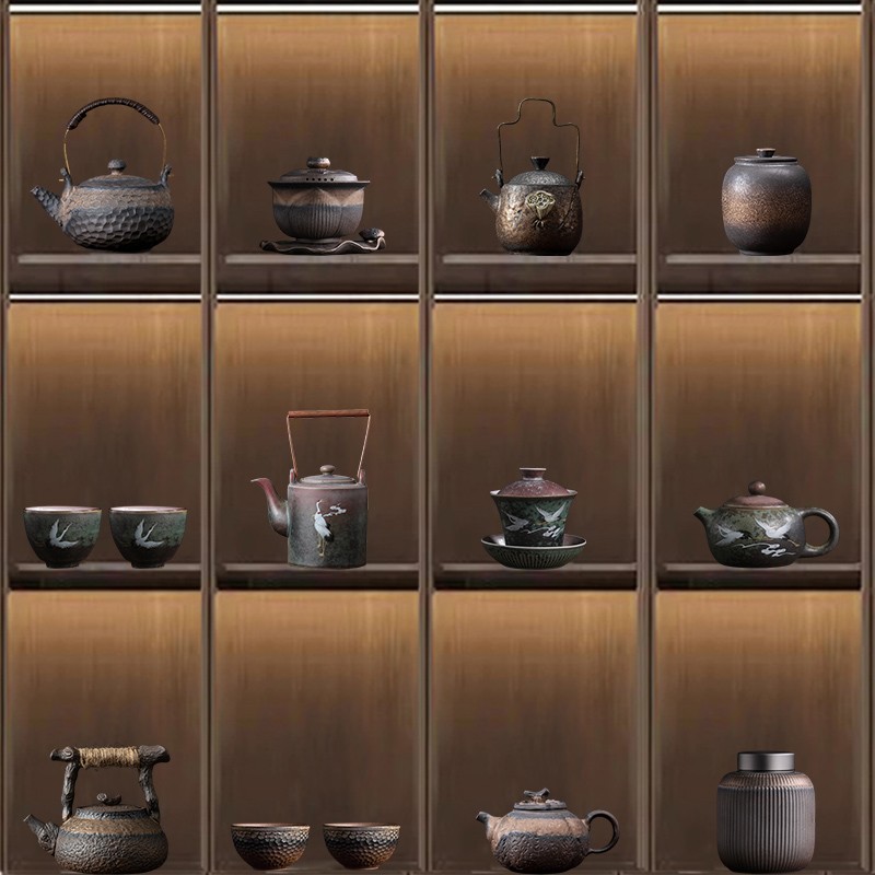 新中式茶室氛围摆件样板间家居博古架茶几茶壶茶杯茶具茶叶罐装饰