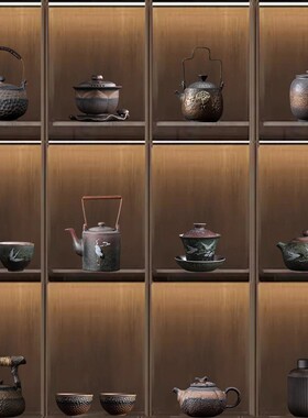 新中式茶室氛围摆件样板间家居博古架茶几茶壶茶杯茶具茶叶罐装饰